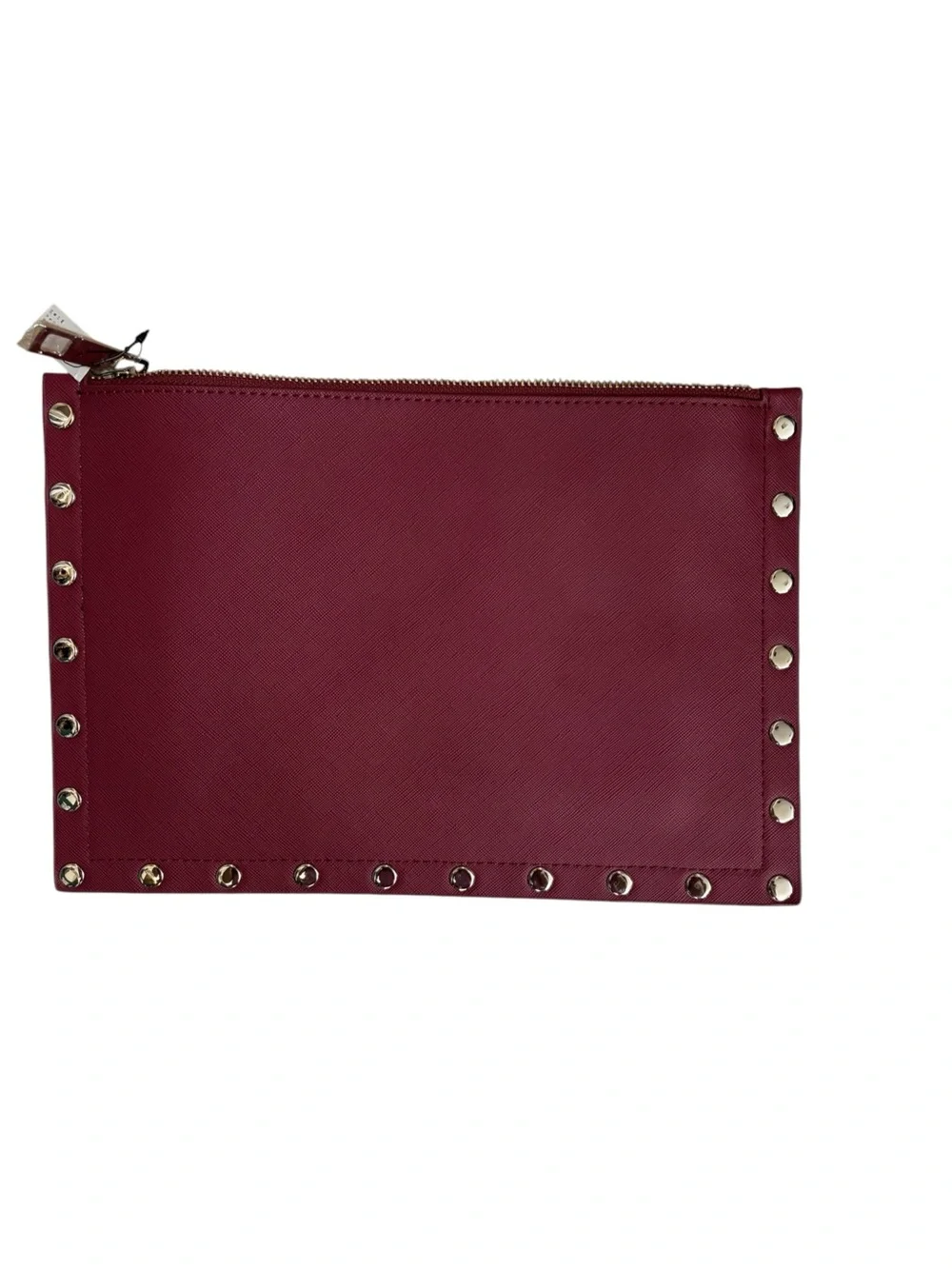 Beautiful Stud-Trim Burgundy Faux Leather Wristlet Purse